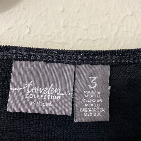 Chico’s Travelers Collection Tunic Top women’s size 3 = XL metallic blk/silver - Picture 2 of 10